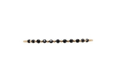 2mm Black Spinel Gemstone Pattern Beaded Bracelet