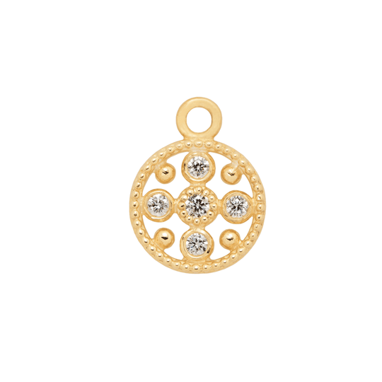 Diamond Circle Gold Hoop Charm