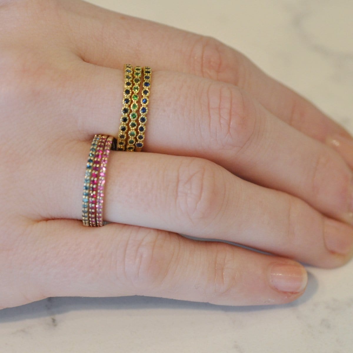 pave gold stacking rings