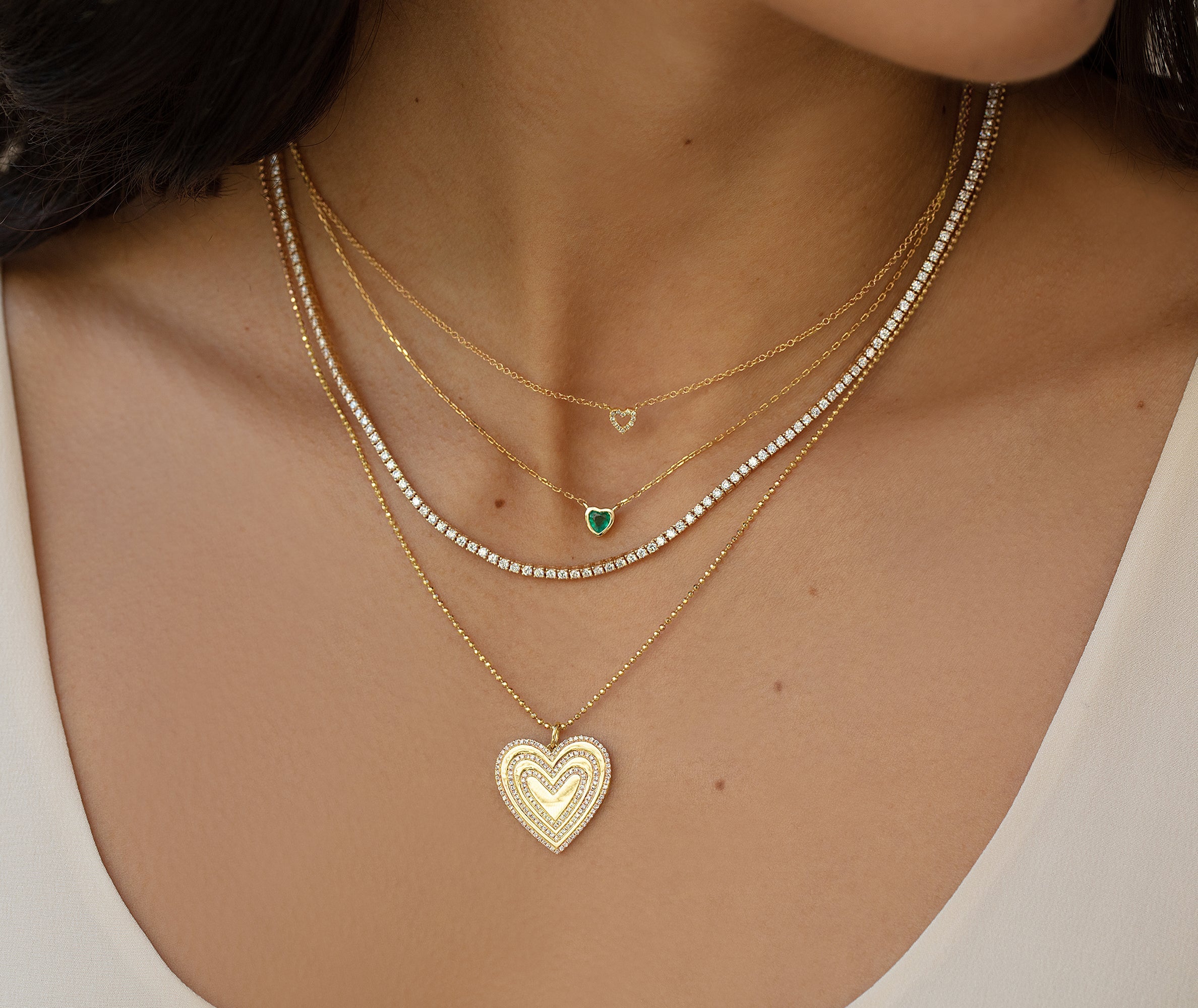 Green Emerald Heart Necklace