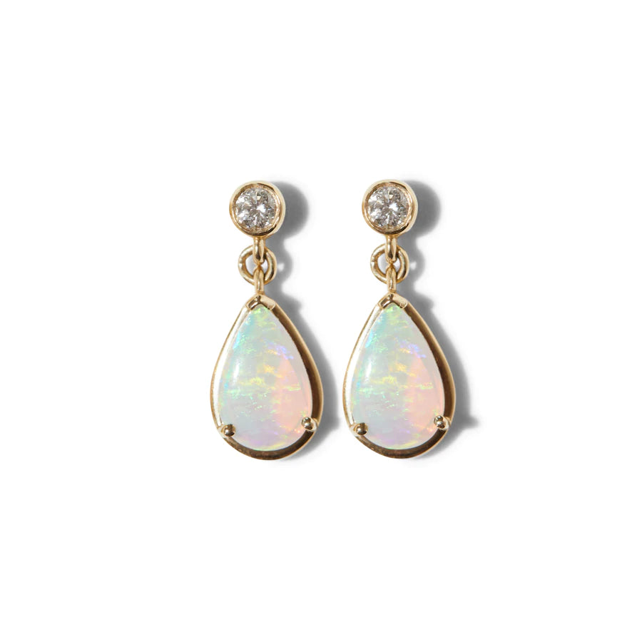 Opal and Diamond 14K Drop Earrings