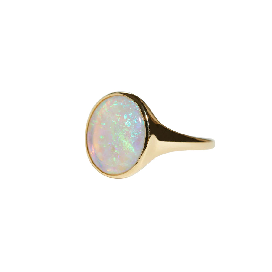 Galaxy Oval Opal Gold Signet Ring