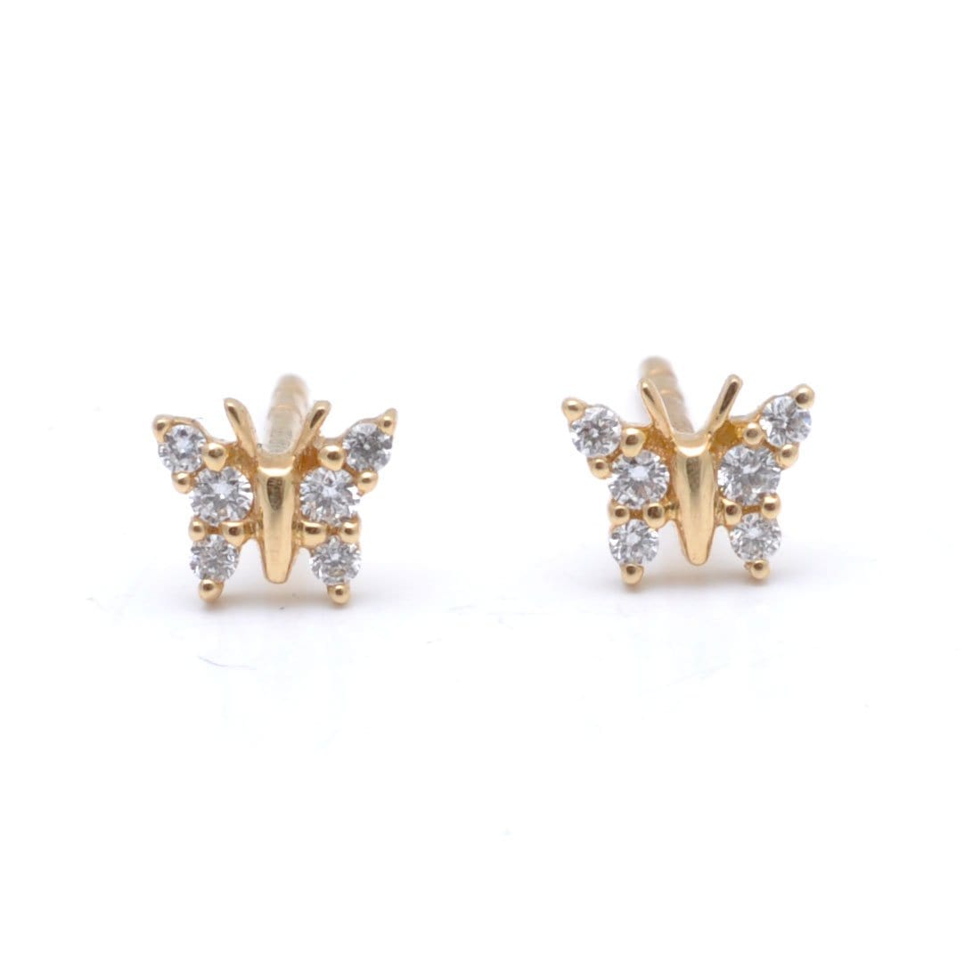 Tiny Diamond Butterfly Studs Curated Los Angeles