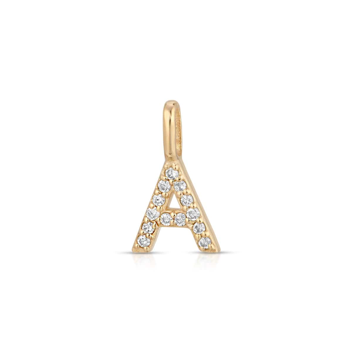 Diamond Letter "A" Intial Gold Charm