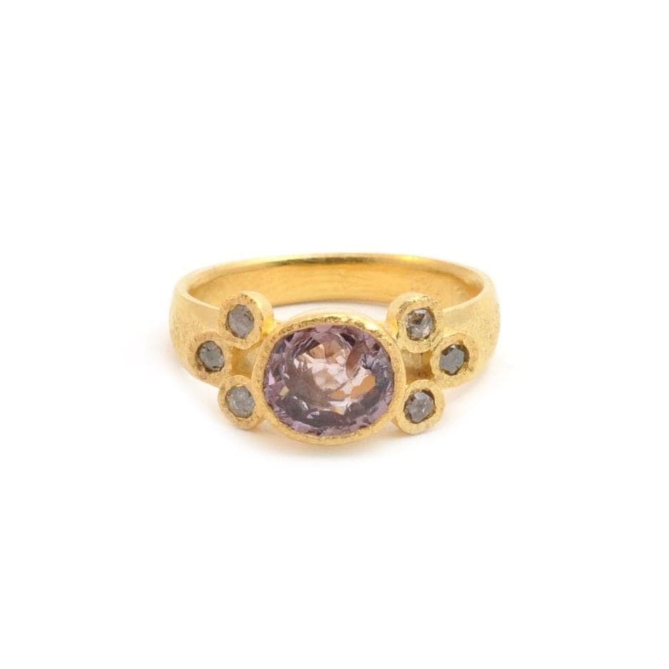 Pink Tourmaline brown Diamond Ring - Curated Los Angeles