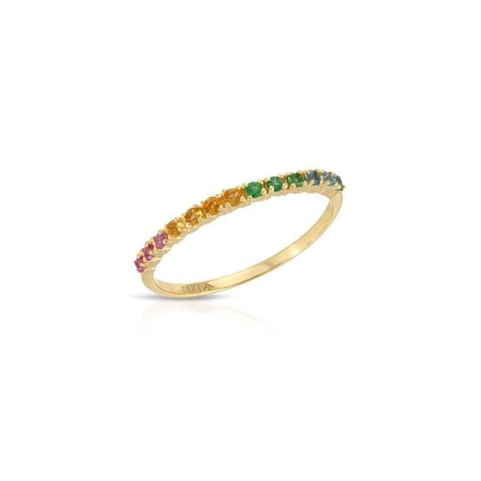 Rainbow Gemstone Half Eternity Ring