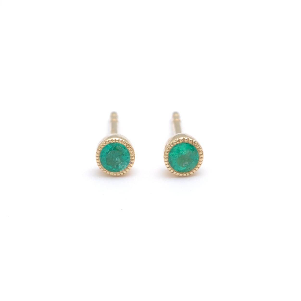Round Emerald Stud Earrings