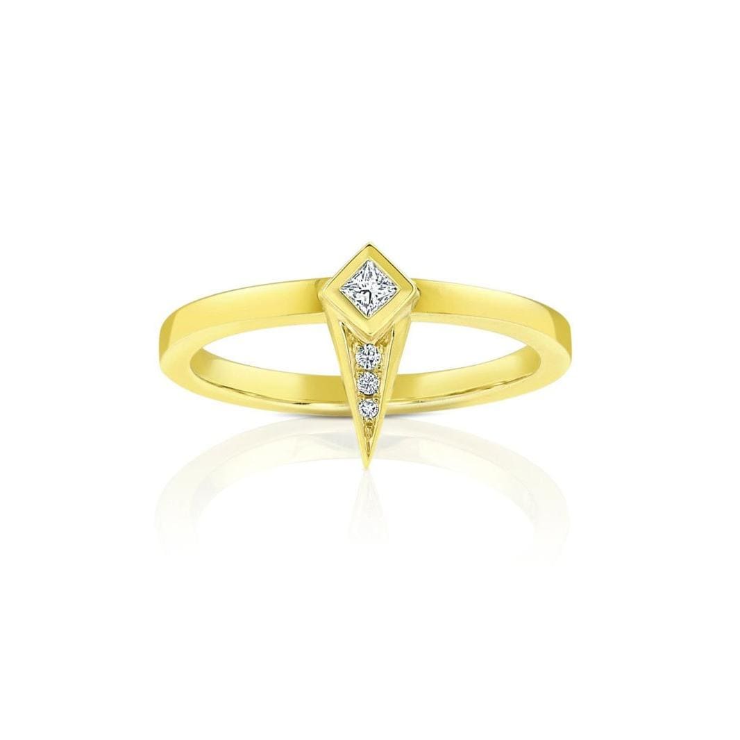 Diamond Spike Yellow Gold Ring
