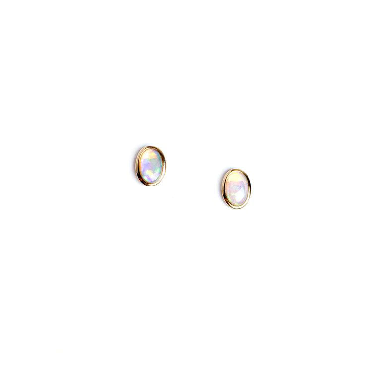 Aqua Oval Opal Studs