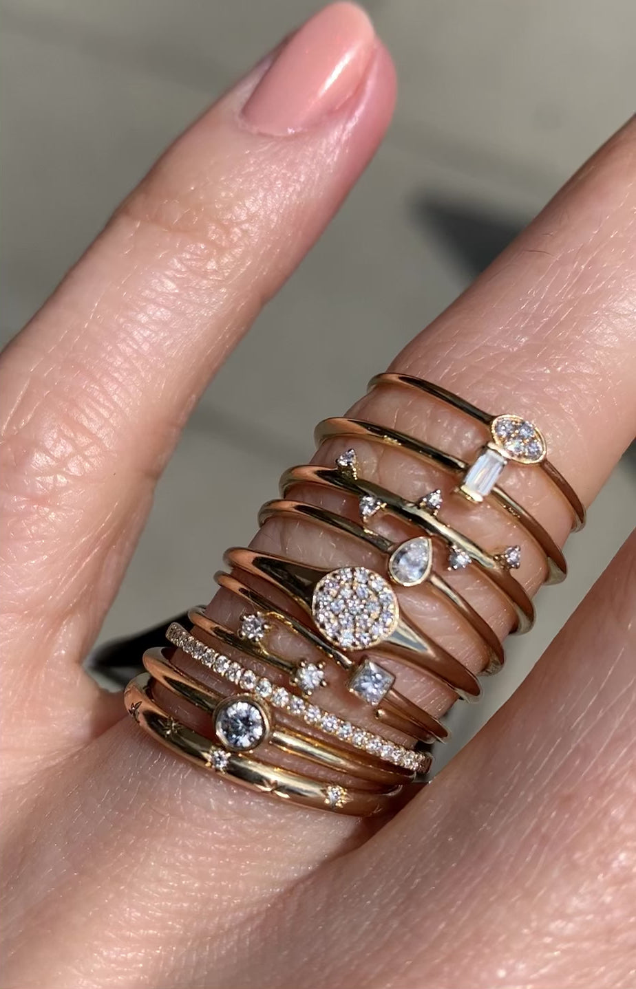 Five Diamond Delicate Gold Ring