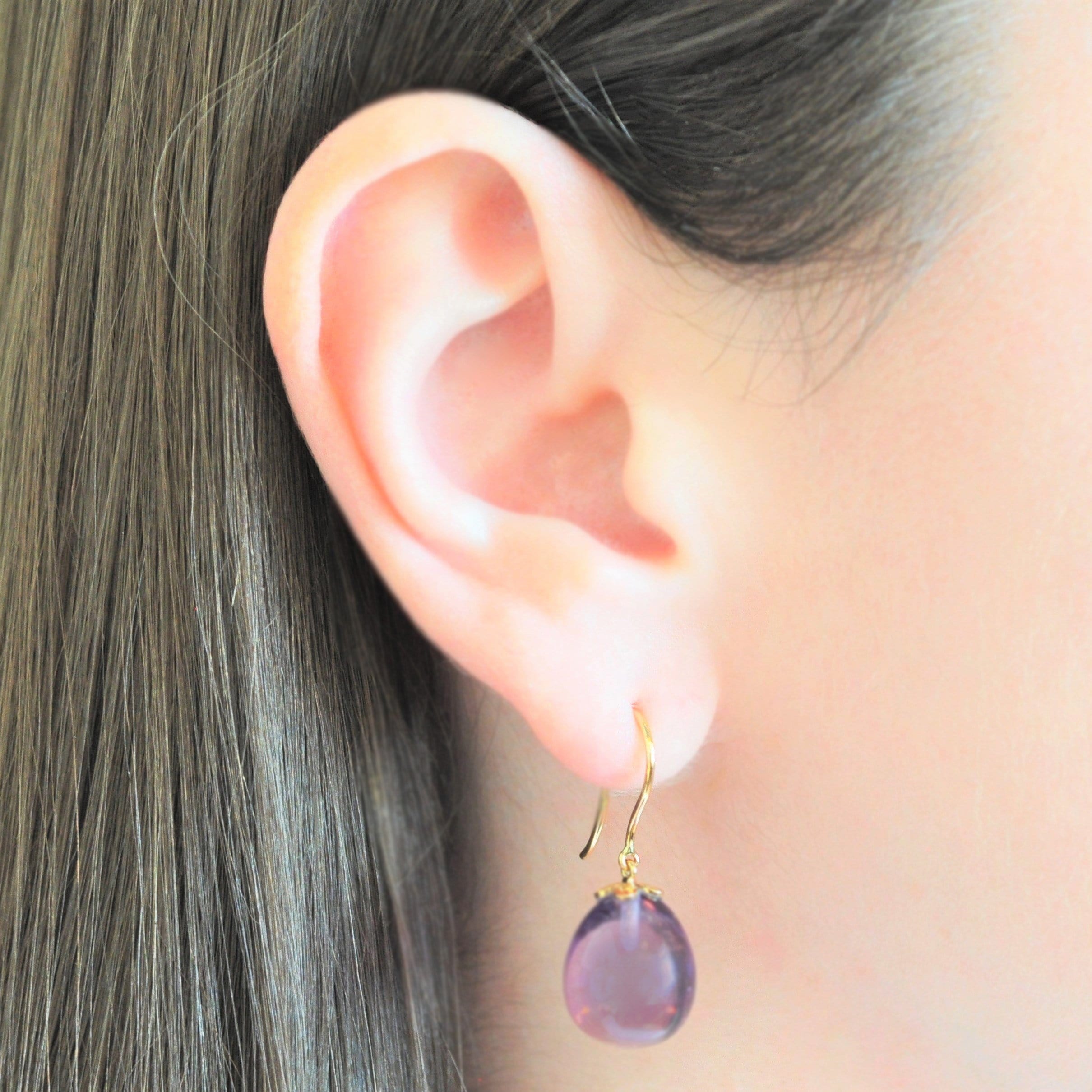 Large Purple Amethyst Dangle Earrings Curated Los Angeles