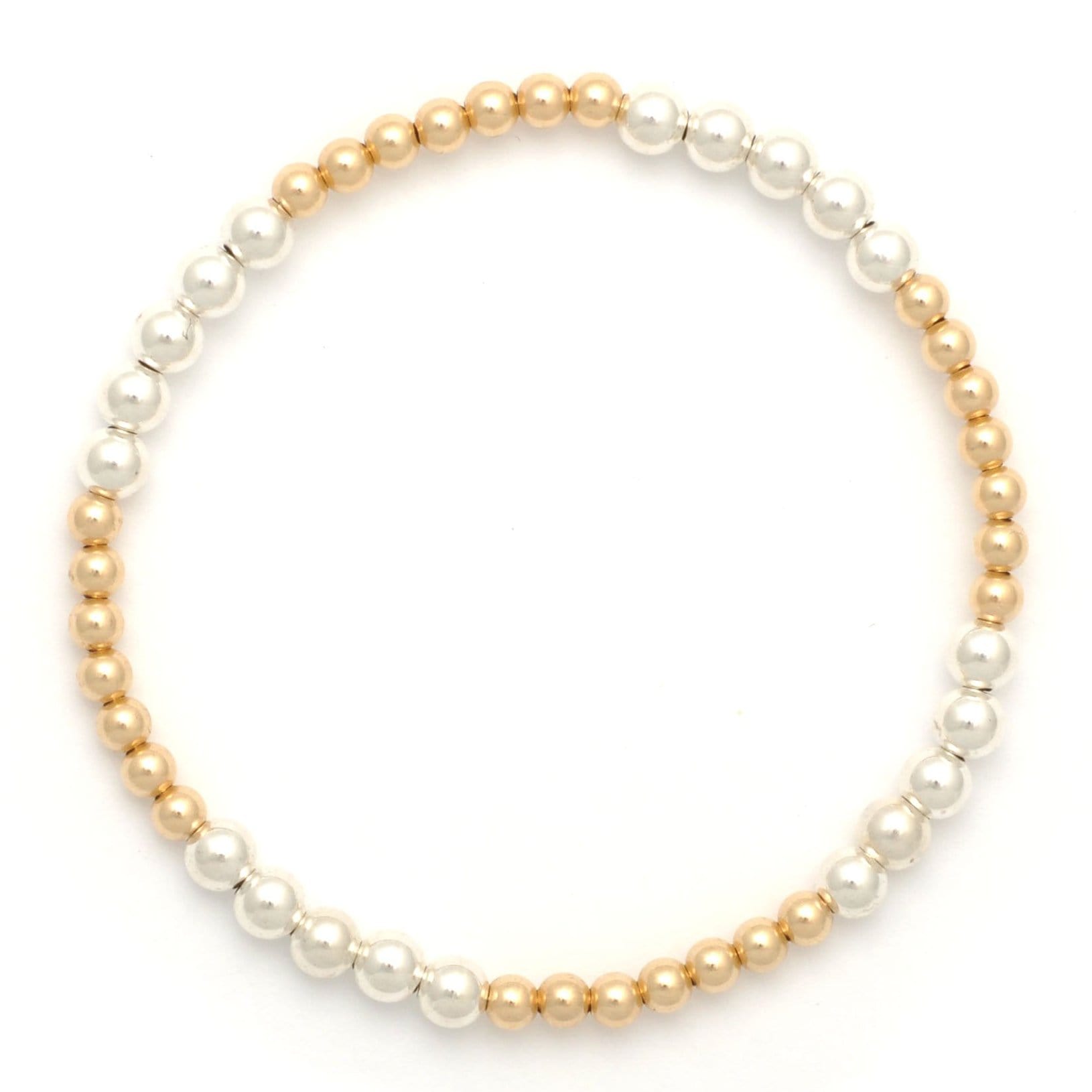 Karen Lazar 3mm Two Tone Silver and Gold Bead Bracelet - Curated Los Angeles