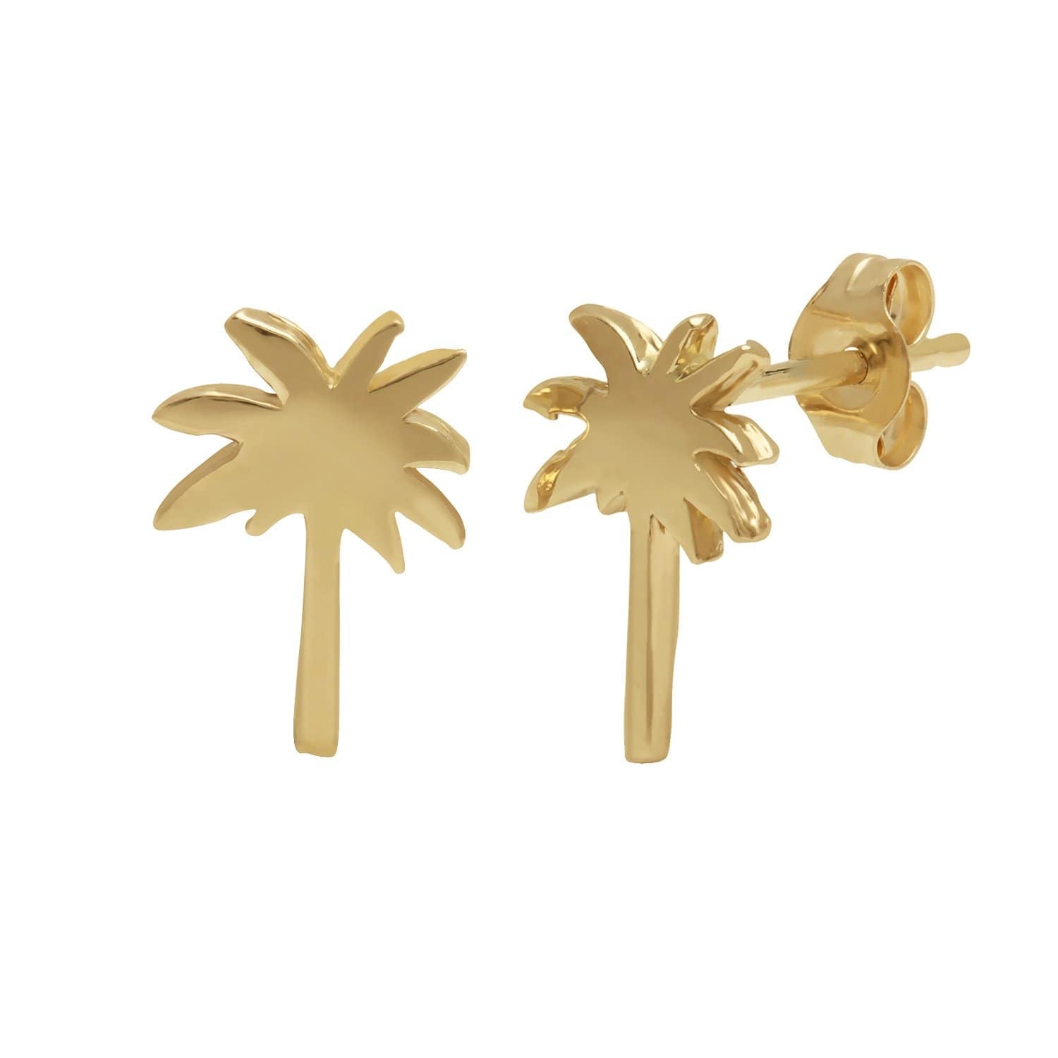 14k Yellow Gold Palm Tree Earrings Curated Los Angeles
