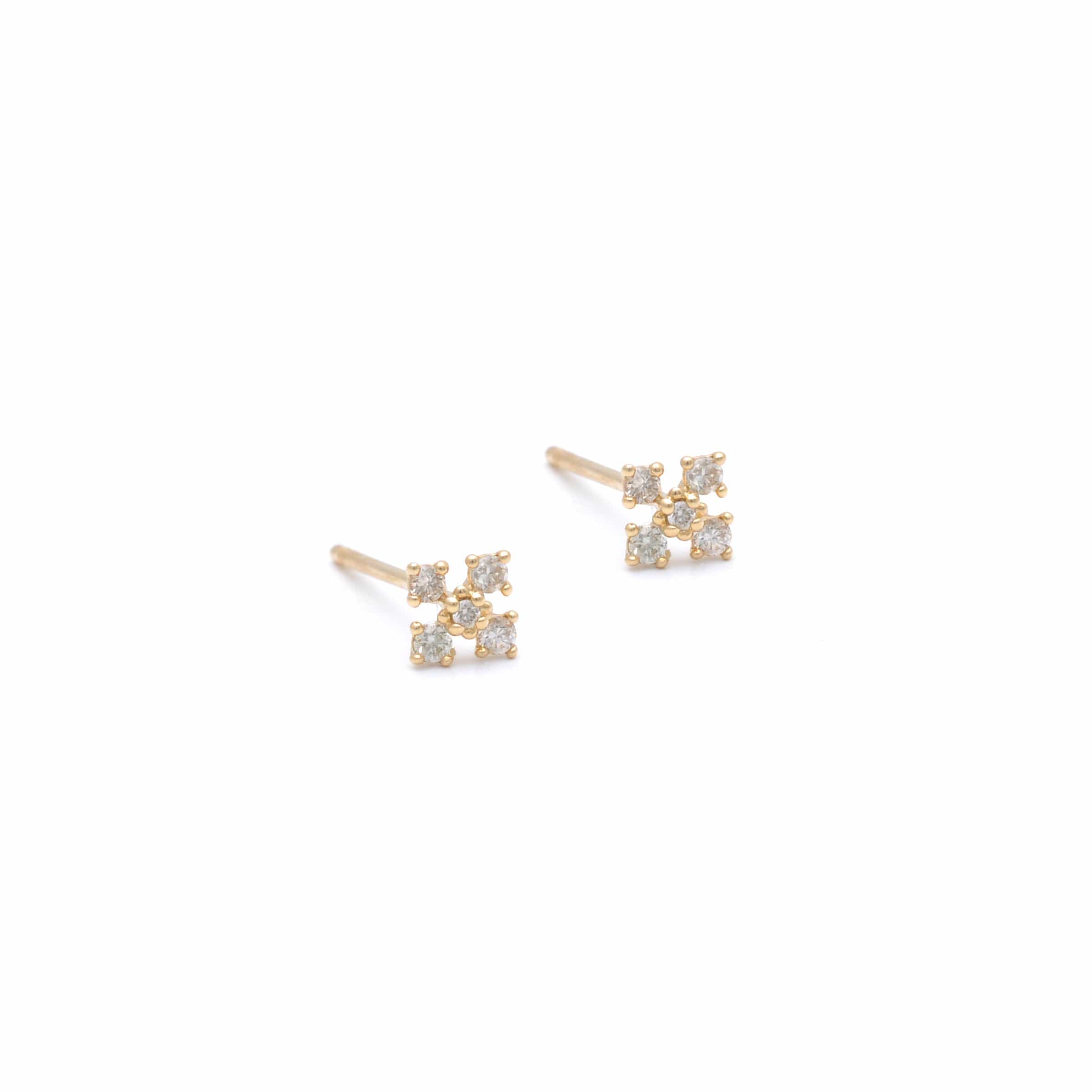 Diamond Occitan Cross Yellow Gold Earrings