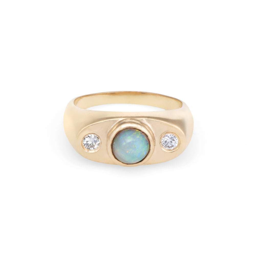 Opal Diamond Yellow Gold Ring