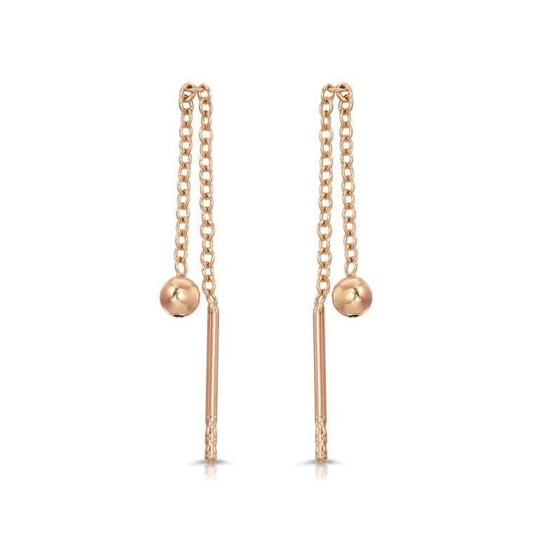 Rose Gold Bead Threader Earrings Curated Los Angeles