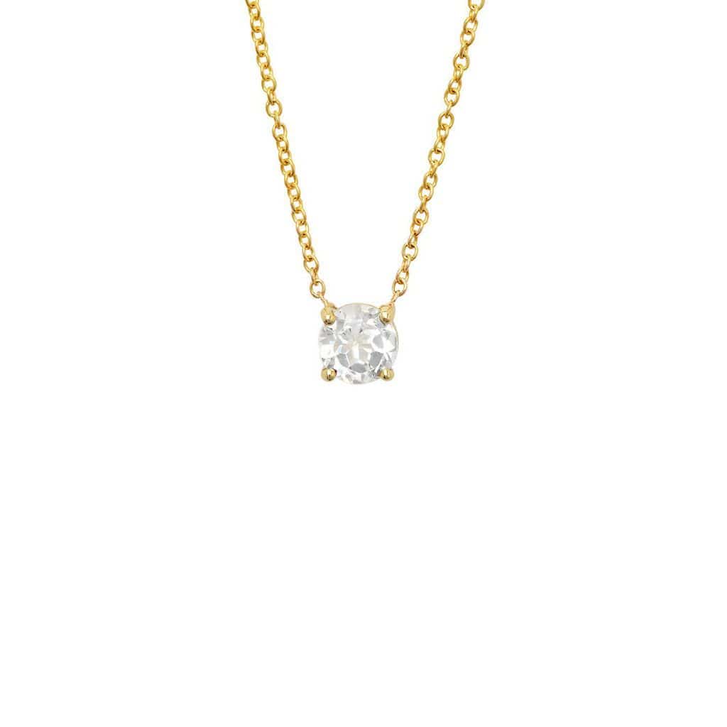 Round White Topaz Solitaire Necklace - Curated Los Angeles