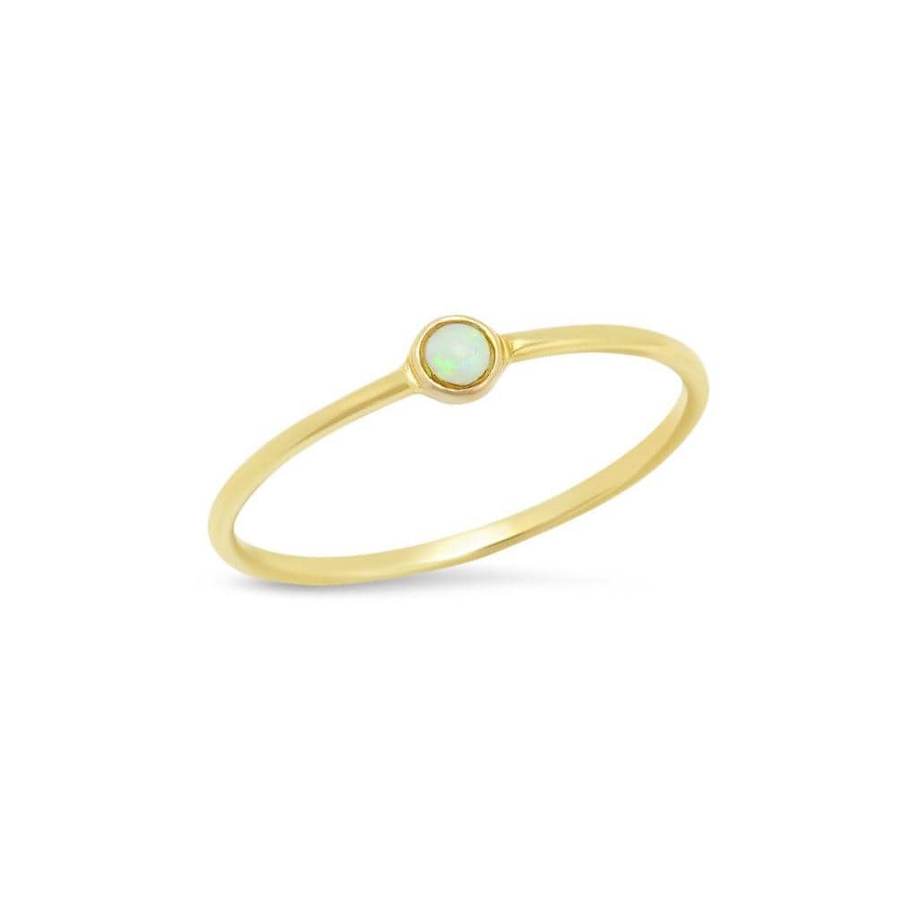 Round Small Opal Solitaire Yellow Gold Ring Curated Los Angeles