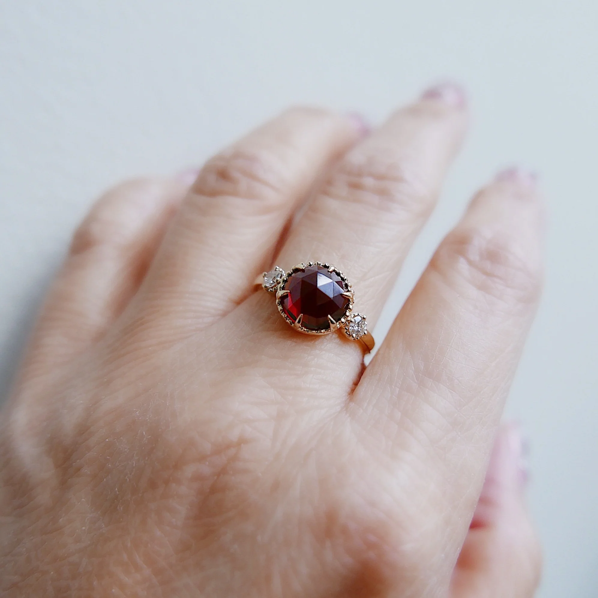 14k Gold Celeste Garnet Ring with Diamonds