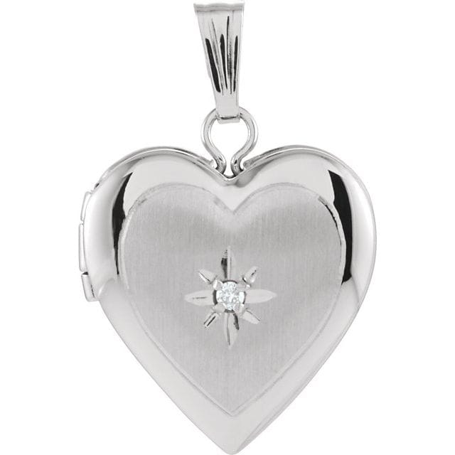 Curated Los Angeles 14K White Gold .010 CT Natural Diamond Heart Locket