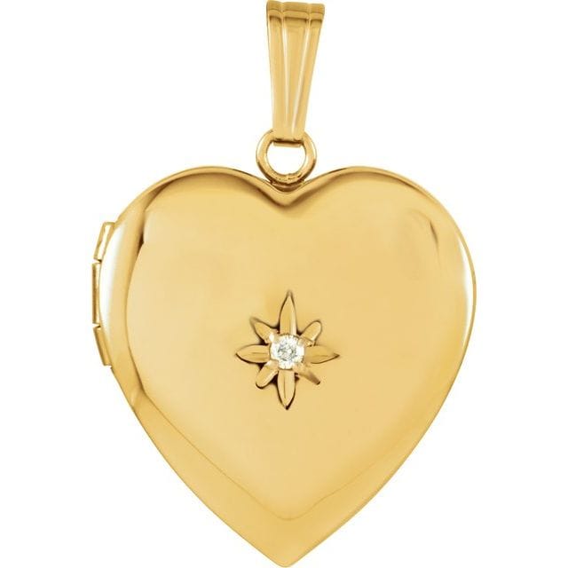 Stuller 14K Yellow Gold .02 CT Natural Diamond Heart Locket