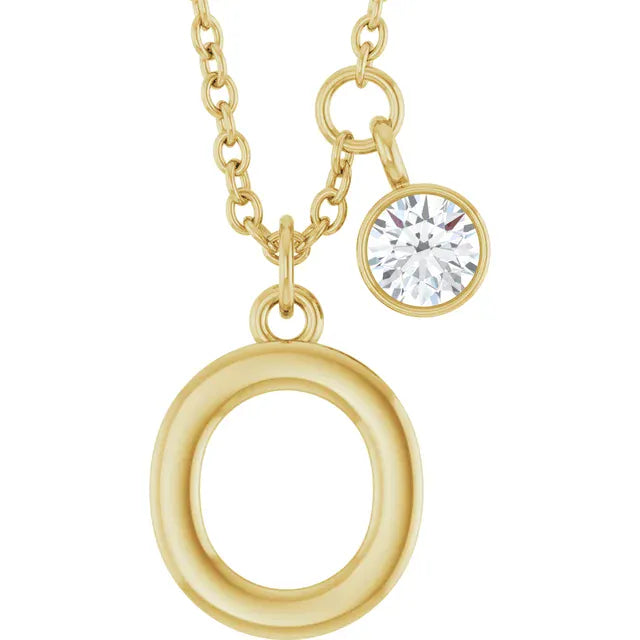 Stuller O 14K Yellow Gold Initial Lab-Grown Diamond 16-18 Necklace