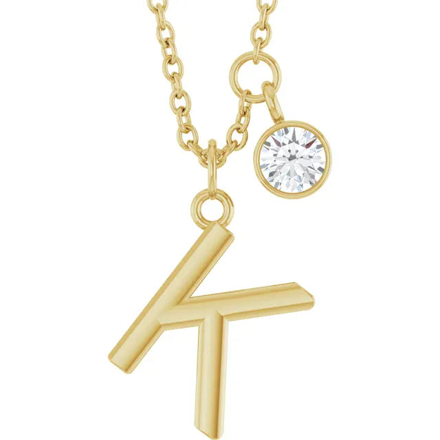 Stuller K 14K Yellow Gold Initial Lab-Grown Diamond 16-18 Necklace