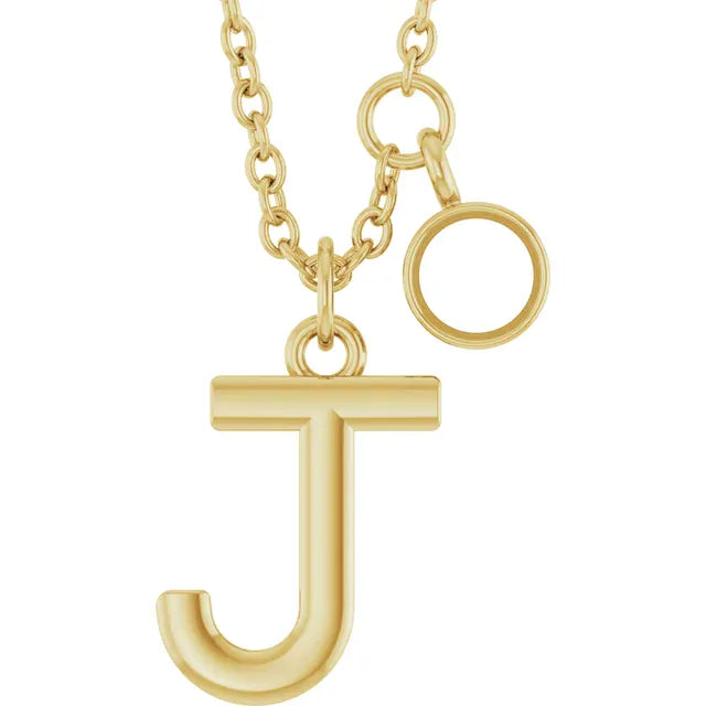 Stuller J 14K Yellow Gold Initial Lab-Grown Diamond 16-18 Necklace