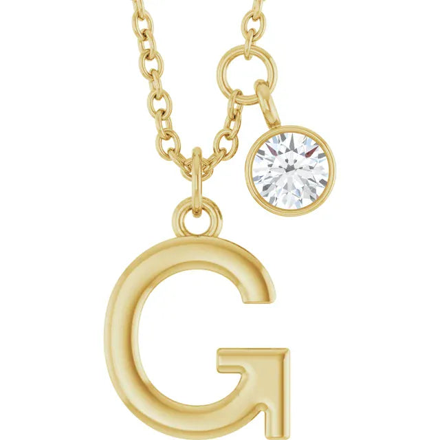 Stuller G 14K Yellow Gold Initial Lab-Grown Diamond 16-18 Necklace
