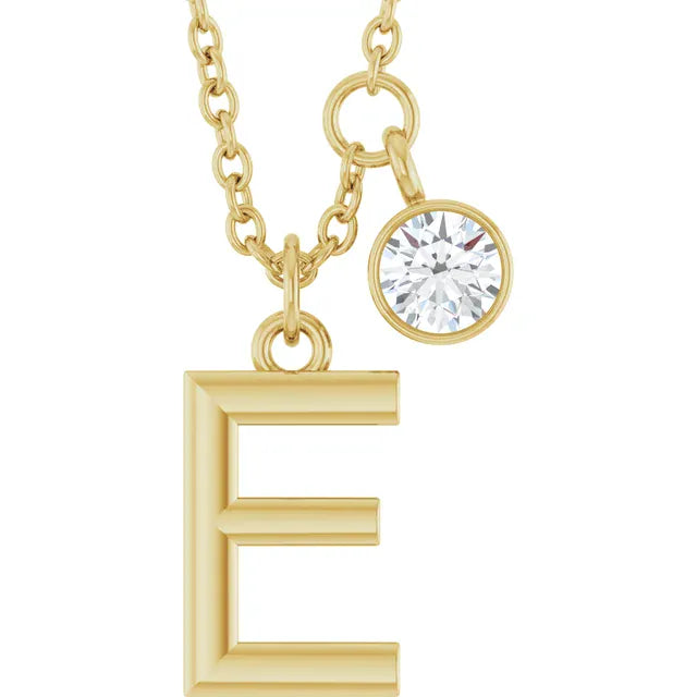 Stuller E 14K Yellow Gold Initial Lab-Grown Diamond 16-18 Necklace