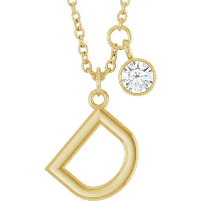 Stuller D 14K Yellow Gold Initial Lab-Grown Diamond 16-18 Necklace