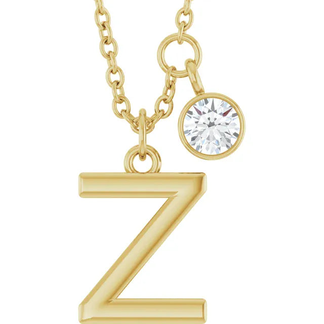 Stuller Z 14K Yellow Gold Initial Lab-Grown Diamond 16-18 Necklace