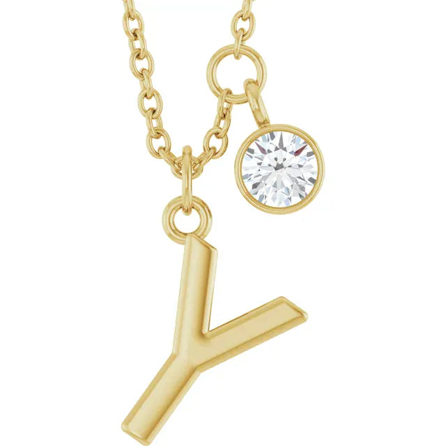 Stuller Y 14K Yellow Gold Initial Lab-Grown Diamond 16-18 Necklace