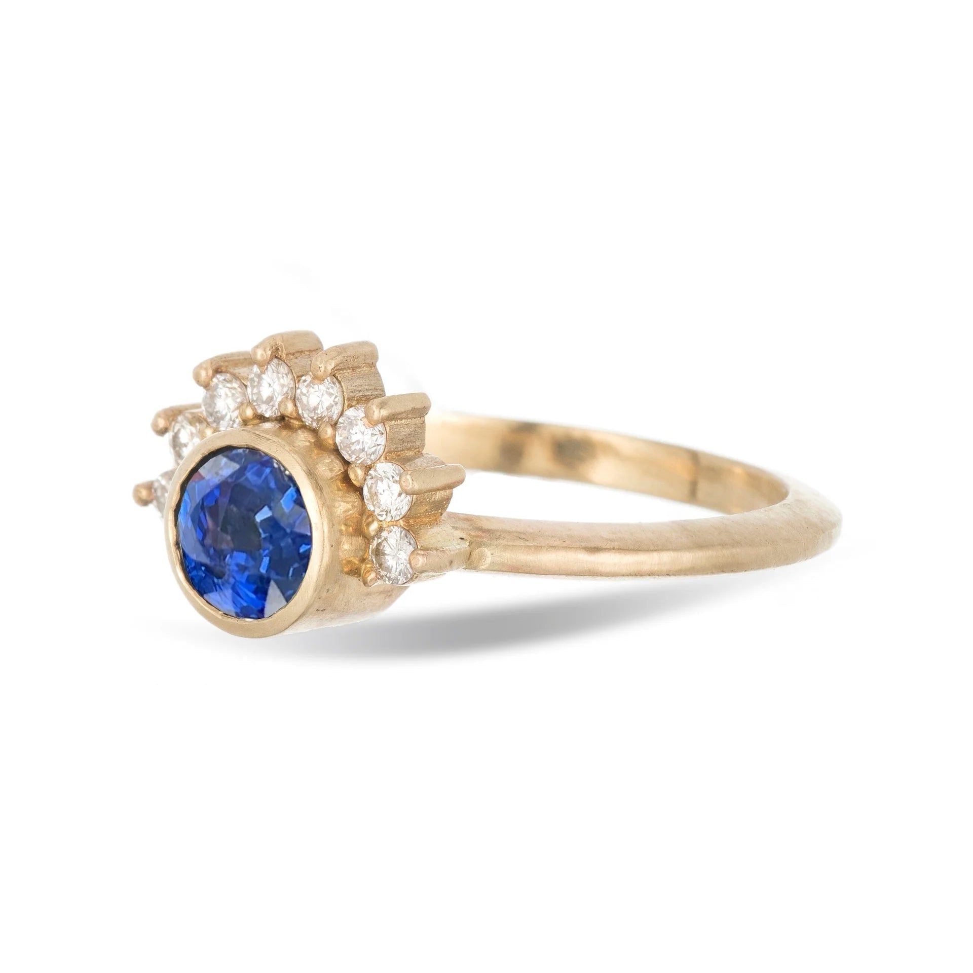 Empress Blue Sapphire and Diamond Halo Ring