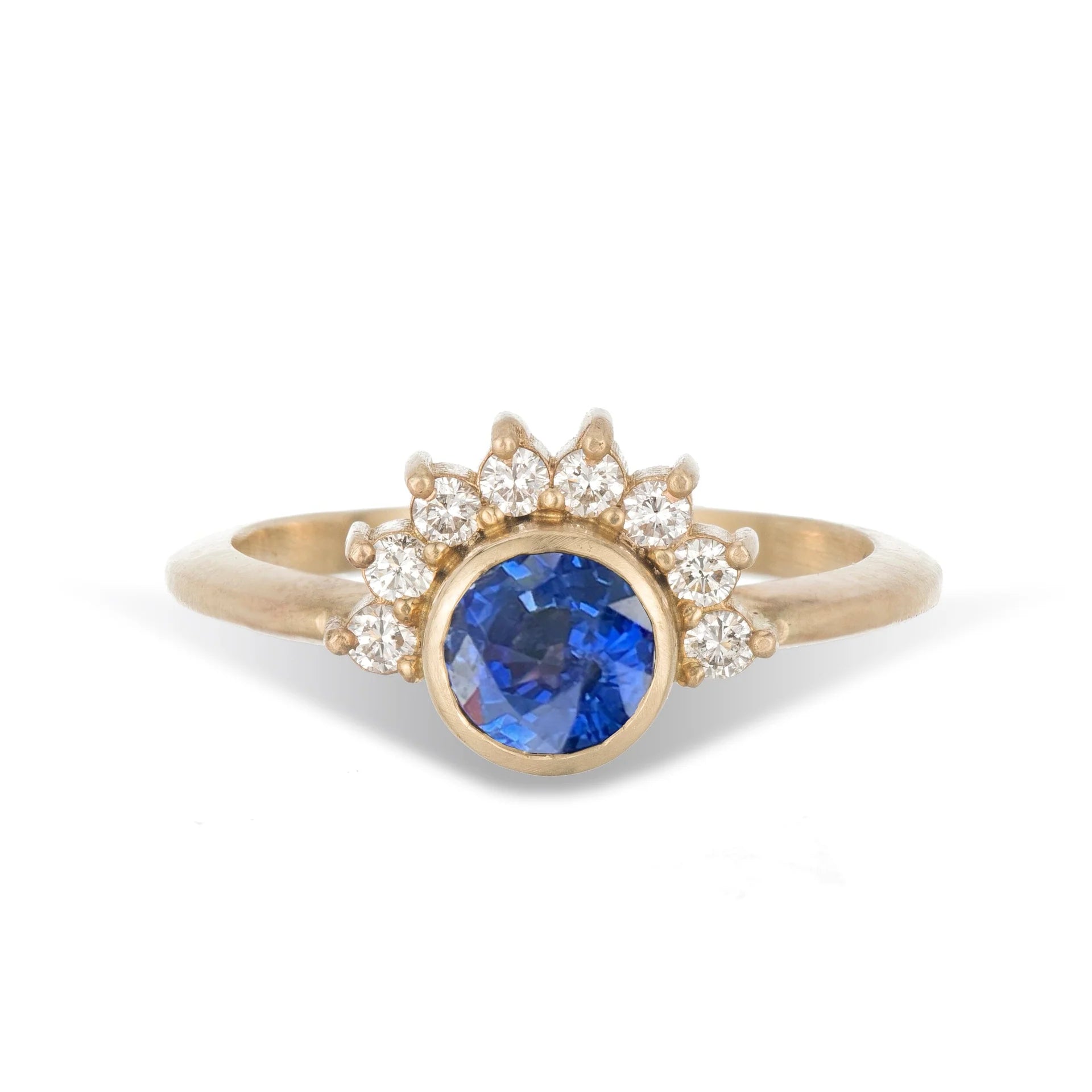 Empress Blue Sapphire and Diamond Halo Ring
