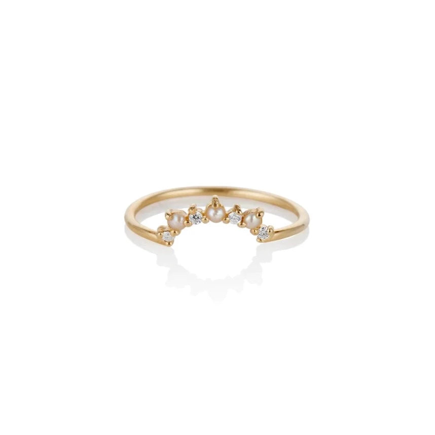 Sunrise Pearl and Diamond Ring