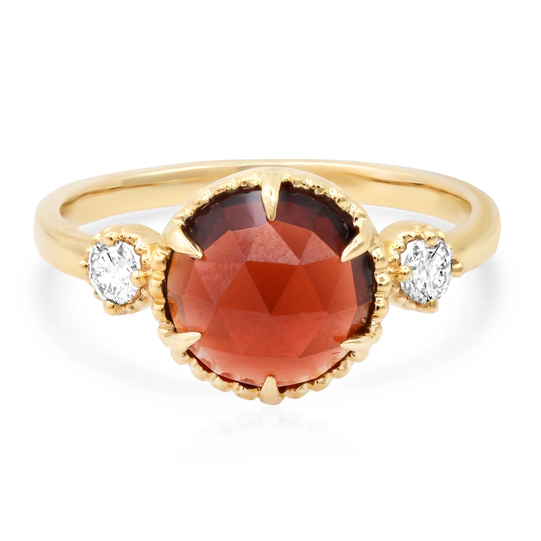 14k Gold Celeste Garnet Ring with Diamonds