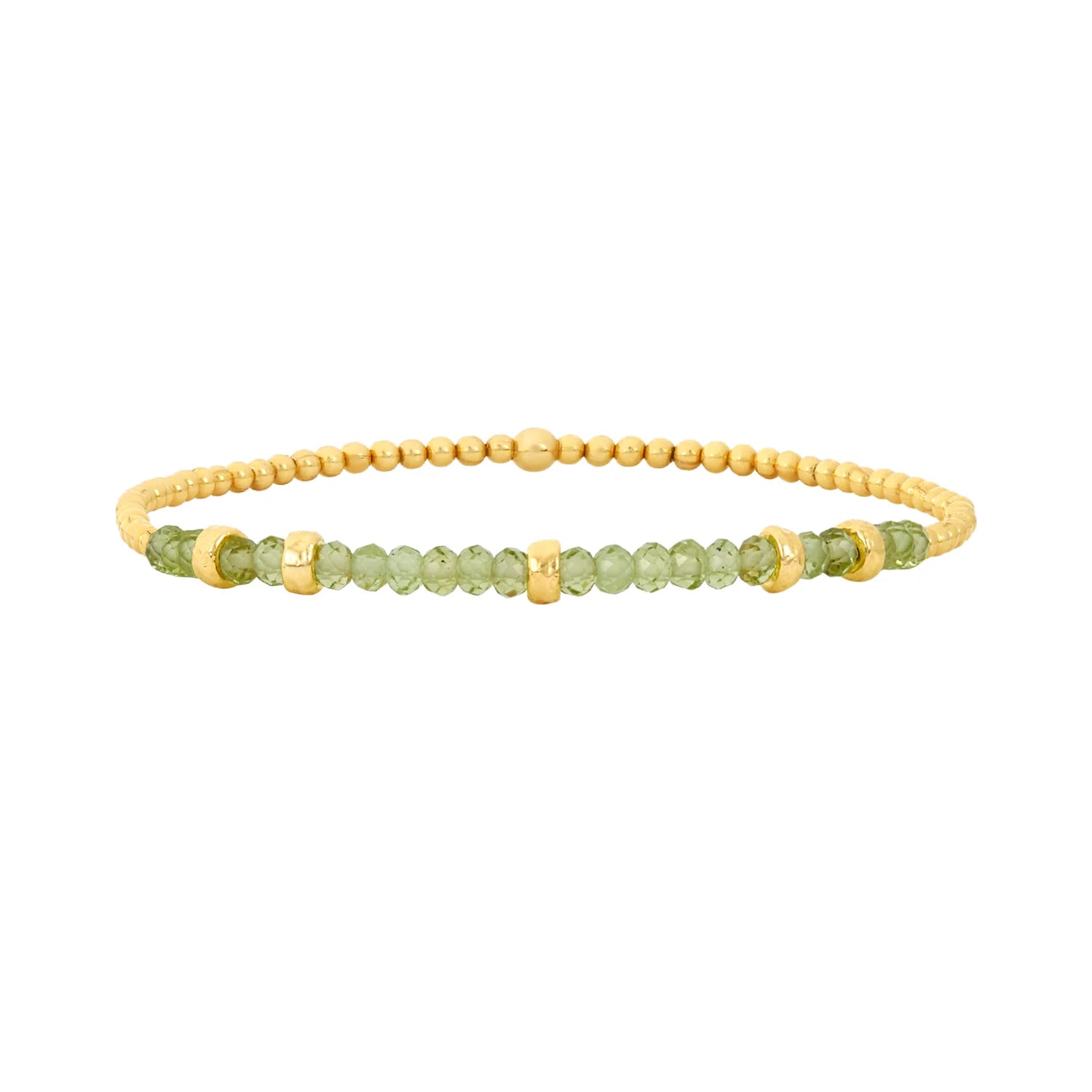 2mm Peridot and Rondelle Birthstone Bracelet