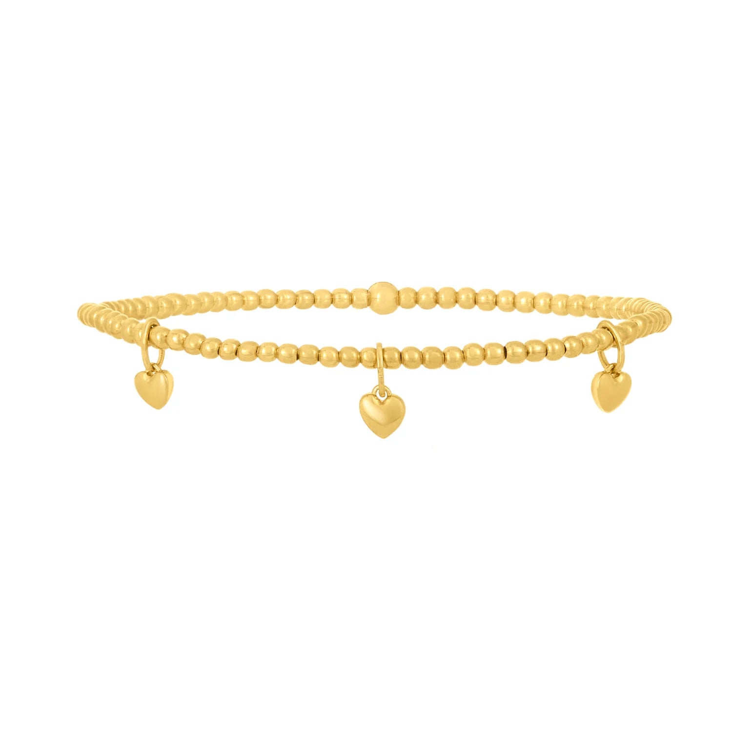 2MM SIGNATURE BRACELET WITH 3 14K HEART CHARMS