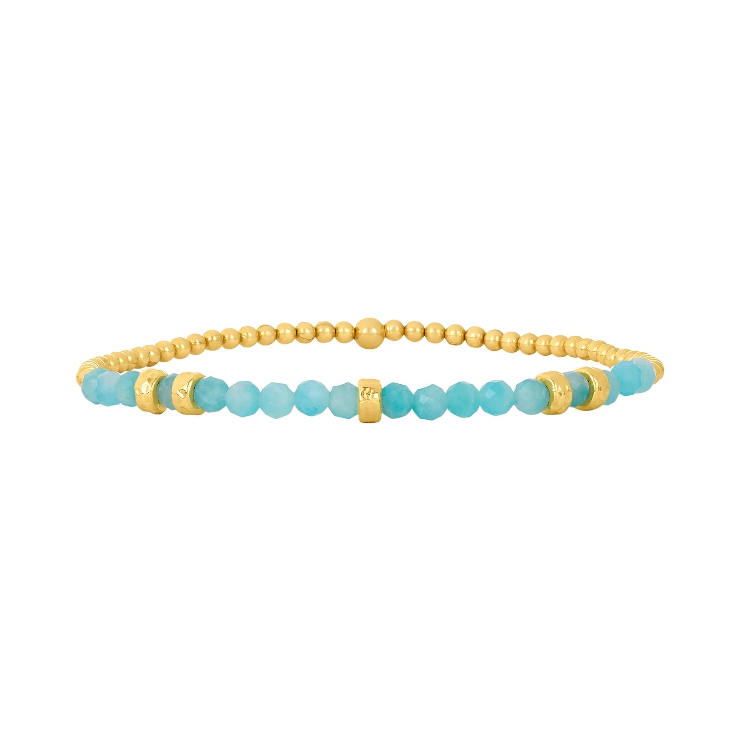 2mm Amazonite Bracelet with Hammered Rondelles