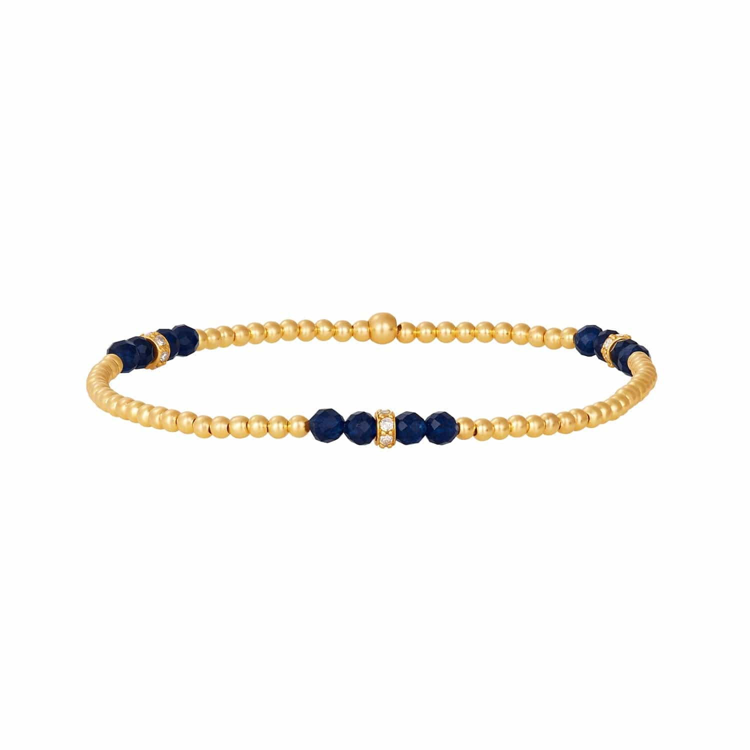 Karen Lazar Design 2MM Signature Bracelet with Blue Sapphire and 14K Diamond Rondelles
