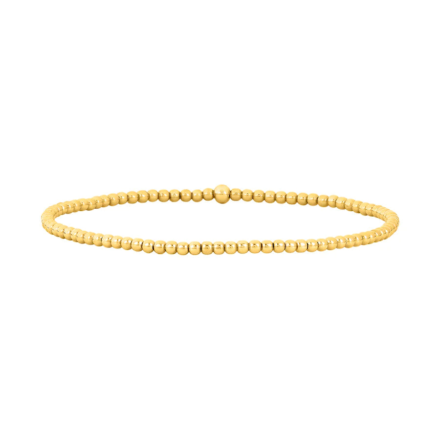 2mm Yellow Gold Bead Bracelet