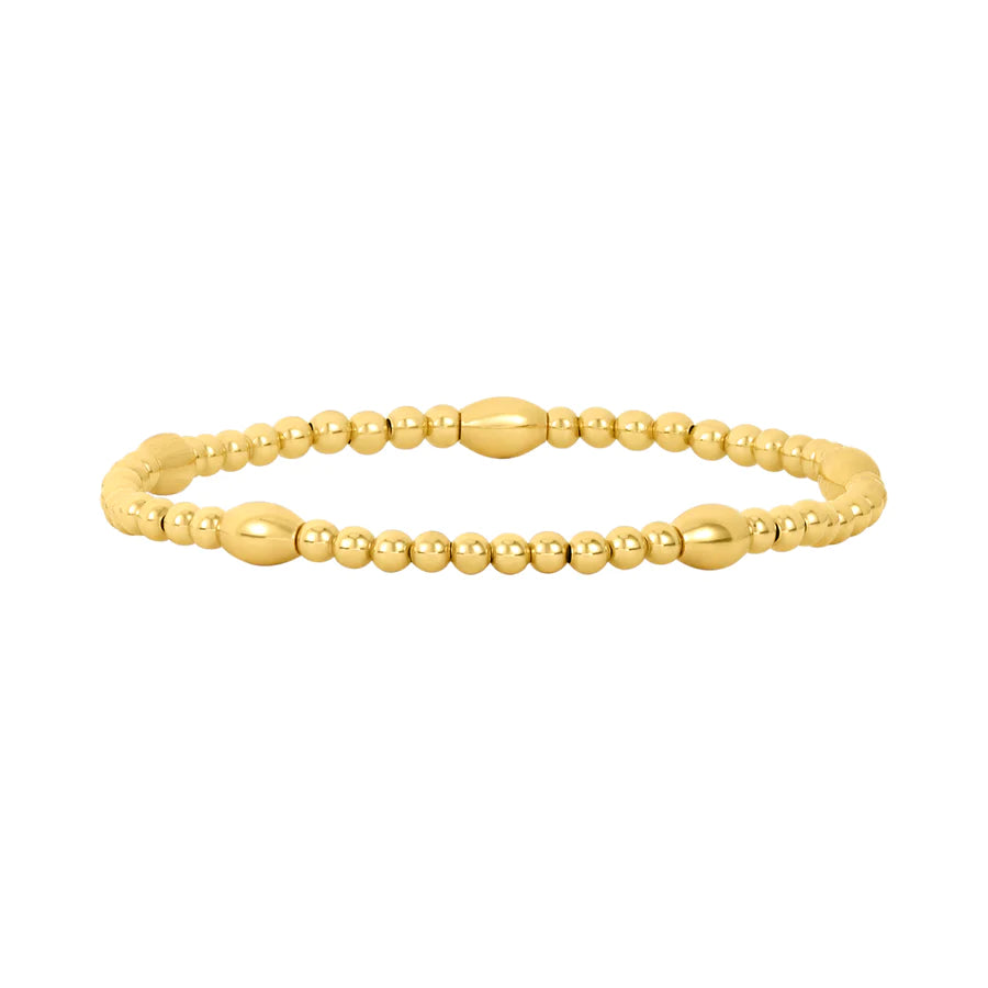 Yellow Gold Orzo 3mm Beaded Bracelet
