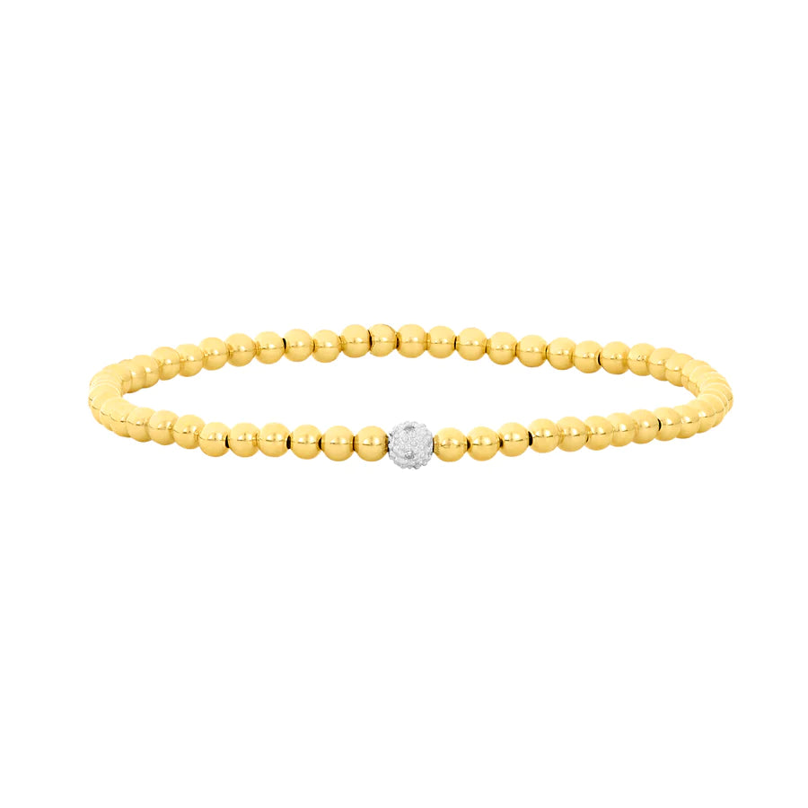 3mm Diamond Bead Yellow Gold Stacking Bracelet