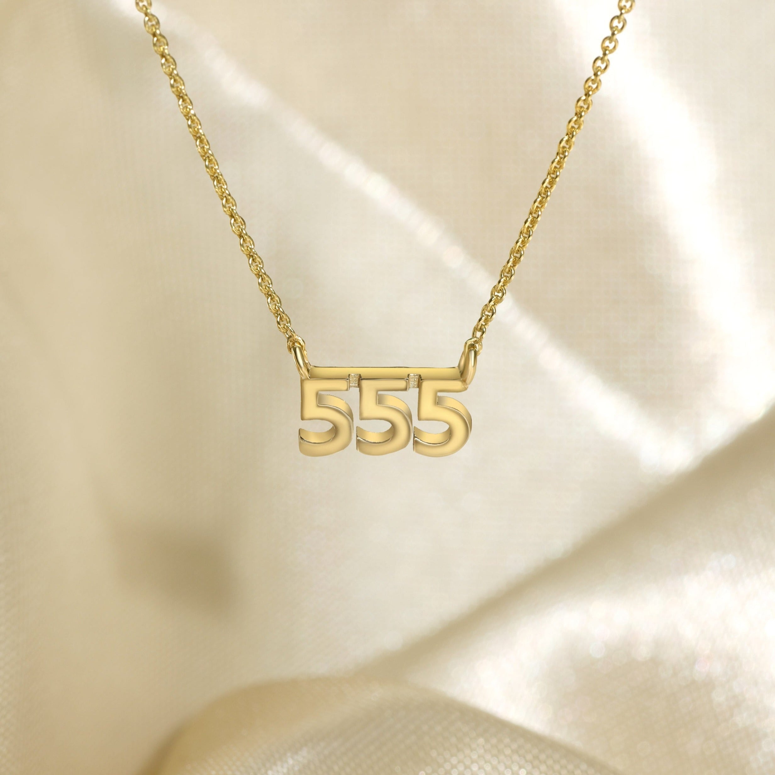 14K Gold 555 Angel Number Pendant