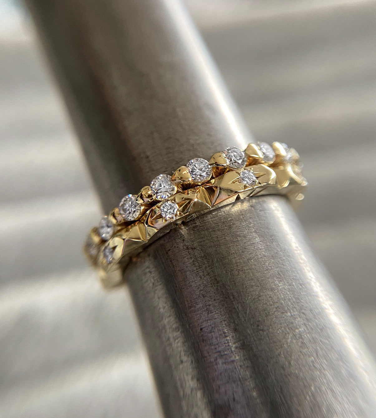 Faceted Diamond Eternity Band
