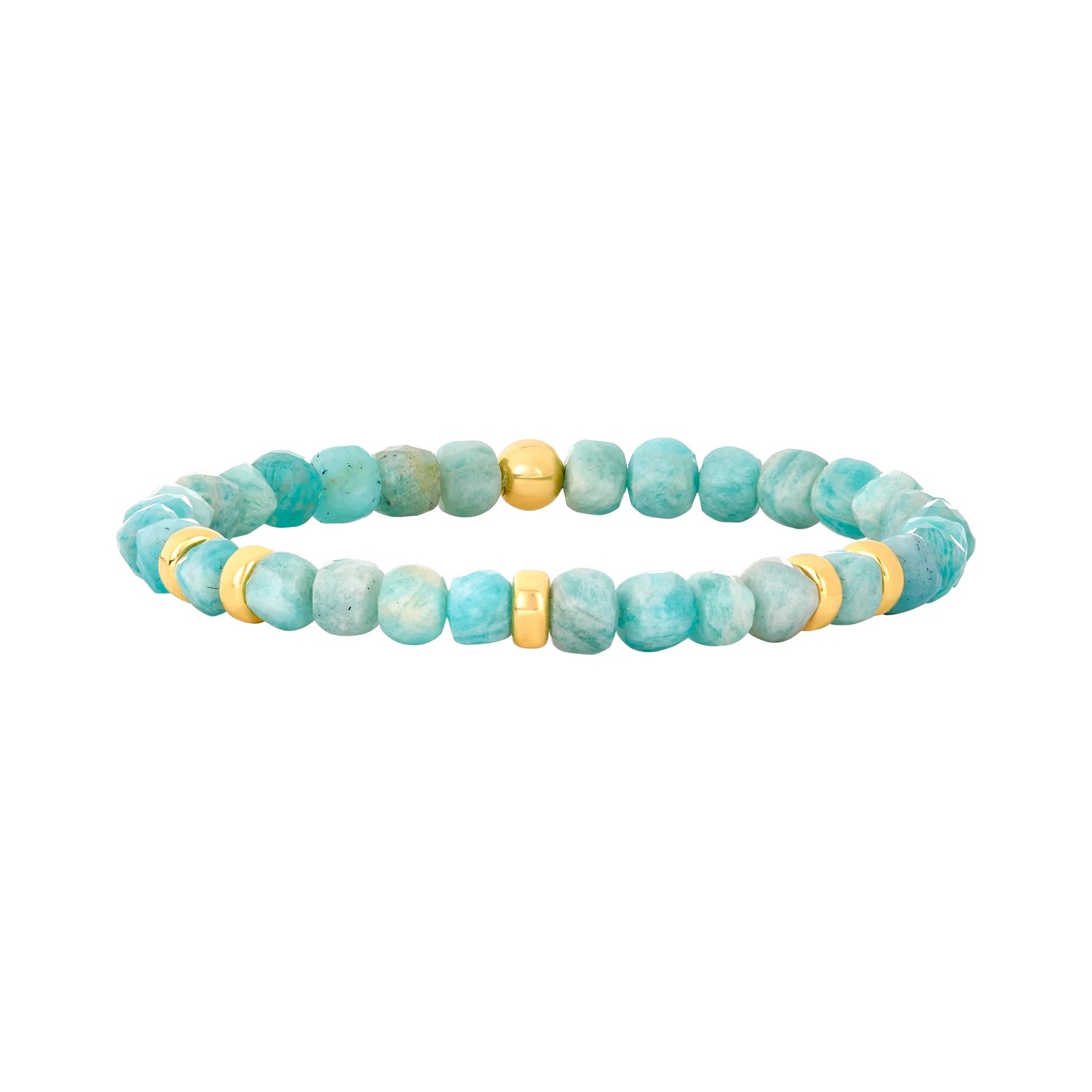 5mm Amazonite and Gold Rondelle Pattern Bead Bracelet
