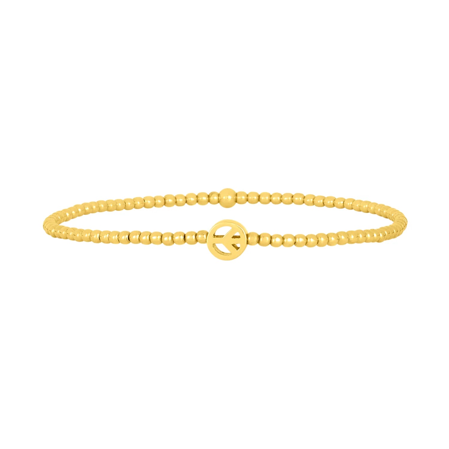2MM SIGNATURE BRACELET WITH 14K PEACE SIGN BEAD