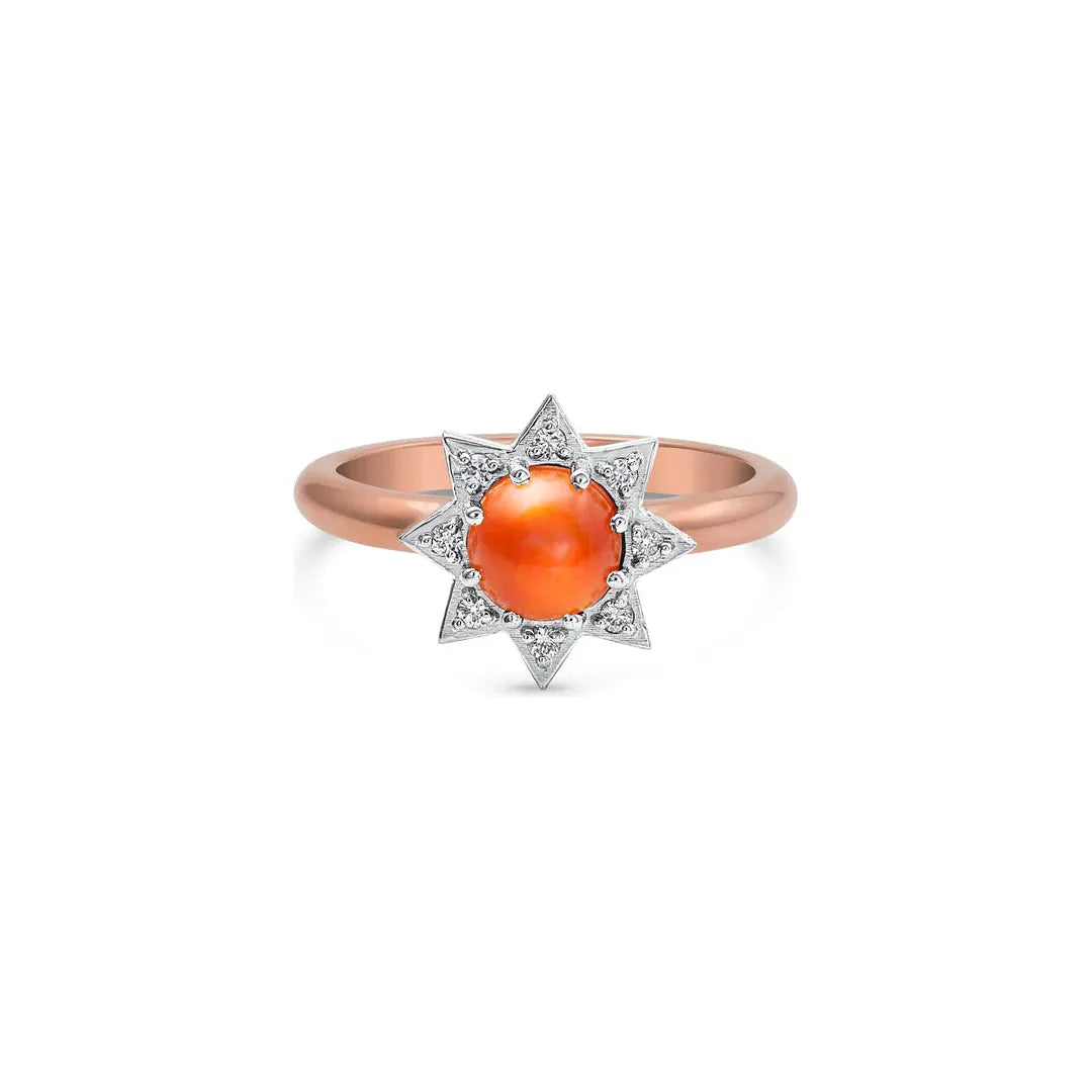 Carnelian Diamond Starburst Ring