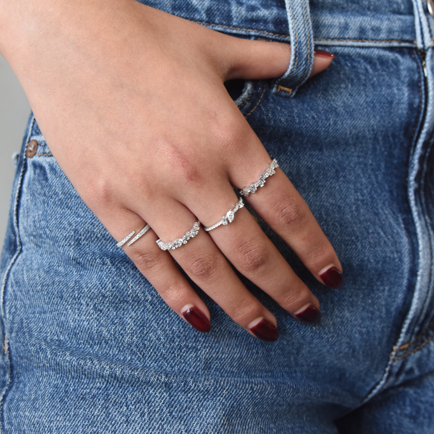 Baguette Round Diamond Half Eternity Ring Band